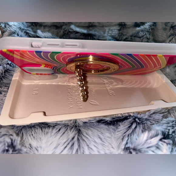 Sonix iPhone 14 plus Rainbow Hearts MagSafe Case & Gold Finger Ring Stand Holder - Picture 5 of 9